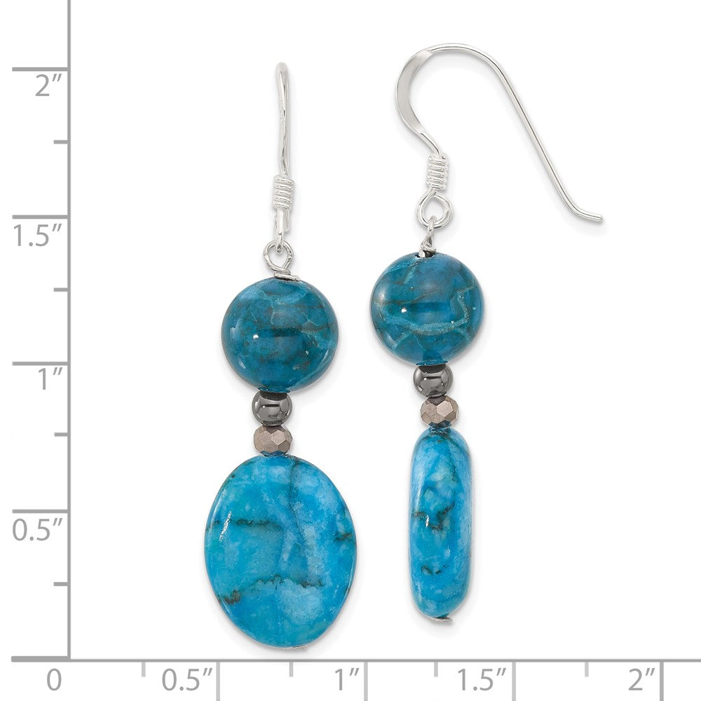 QE16679 Sterling Silver Hematite, Howlite, Jasper, Crystal Earrings