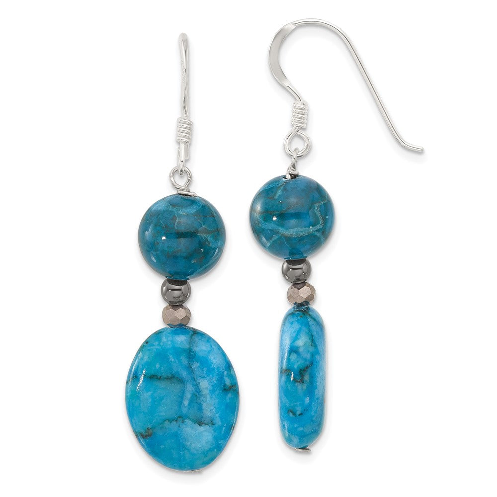 QE16679 Sterling Silver Hematite, Howlite, Jasper, Crystal Earrings