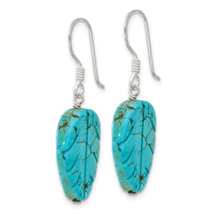 QE16690 Sterling Silver Recon. Magnesite Leaf Shepherd Hook Earrings
