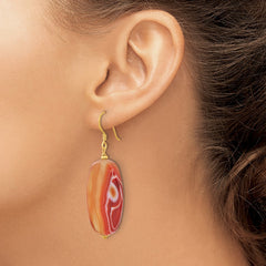 QE16694 Sterling Silver Gold-plated Red Sardonyx Dangle Earrings