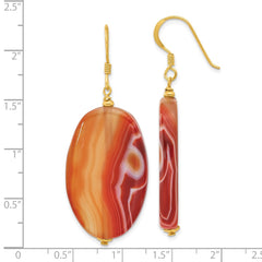 QE16694 Sterling Silver Gold-plated Red Sardonyx Dangle Earrings