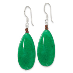 QE16697 Sterling Silver Green Jade/Hematite Bronze Color Base Metal Earrings