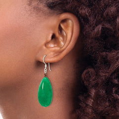 QE16697 Sterling Silver Green Jade/Hematite Bronze Color Base Metal Earrings