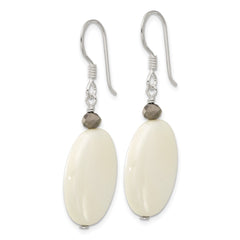 QE16698 Sterling Silver Mother of Pearl and Crystal Dangle Earrings