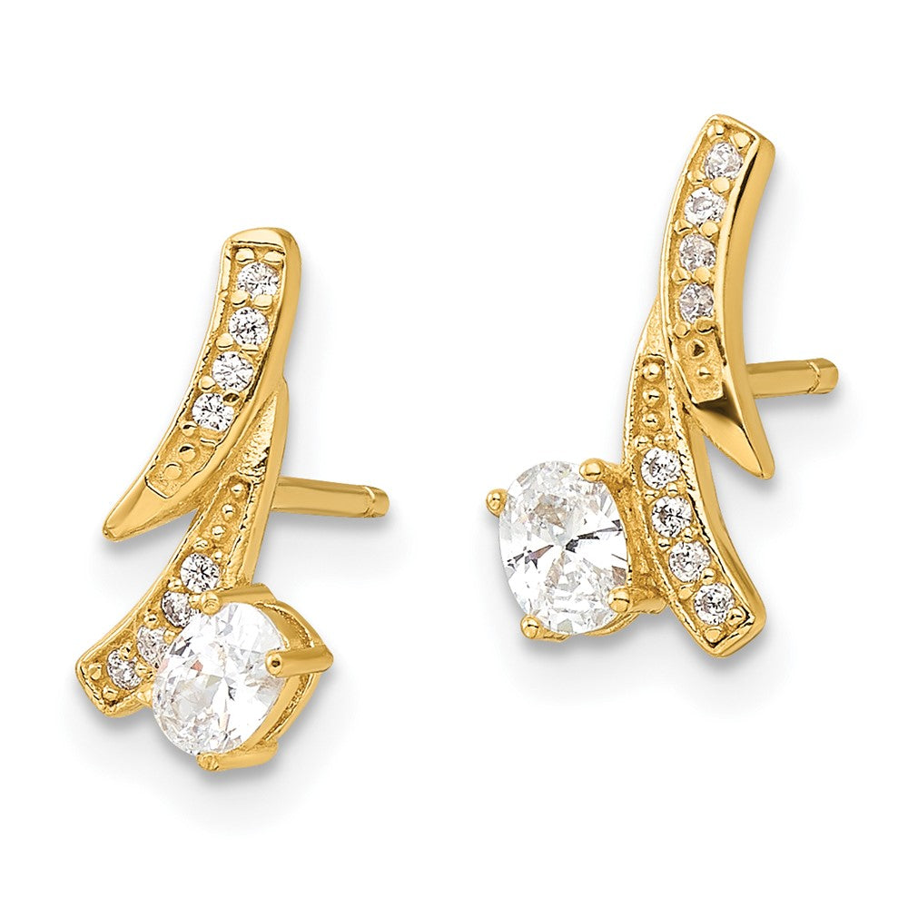 QE16746 Sterling Silver Gold-plated Fancy CZ Post Earrings