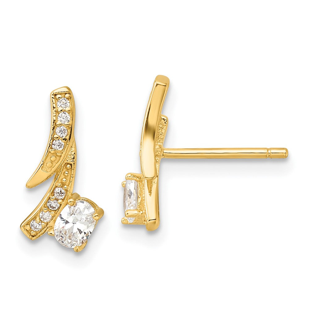 QE16746 Sterling Silver Gold-plated Fancy CZ Post Earrings