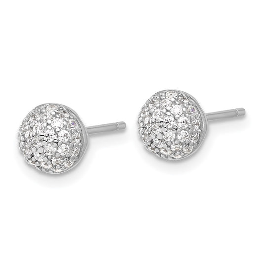 QE16747 Sterling Silver Rhodium-plated Micro Pave CZ Ball Stud Earrings