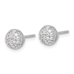 QE16747 Sterling Silver Rhodium-plated Micro Pave CZ Ball Stud Earrings