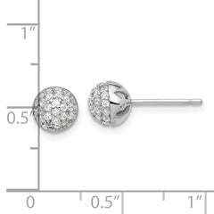 QE16747 Sterling Silver Rhodium-plated Micro Pave CZ Ball Stud Earrings