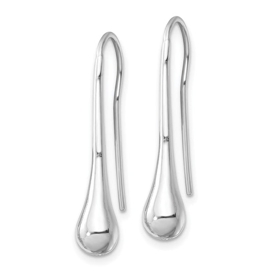 QE16749 Sterling Silver Polished Rhodium-plated Teardrop Earrings