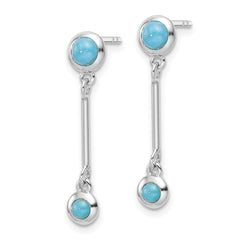 QE16767 Sterling Silver Rhodium-plated Turquoise Drop Dangle Earrings