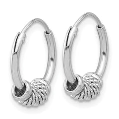 QE16774 Sterling Silver Rhodium-plated Polished/Textured Endless Hoop Earrings