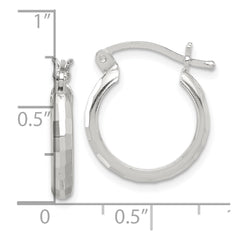 QE16779 Sterling Silver Polished Textured Hoop Earrings