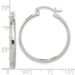 QE16782 Sterling Silver Polished Textured Hoop Earrings