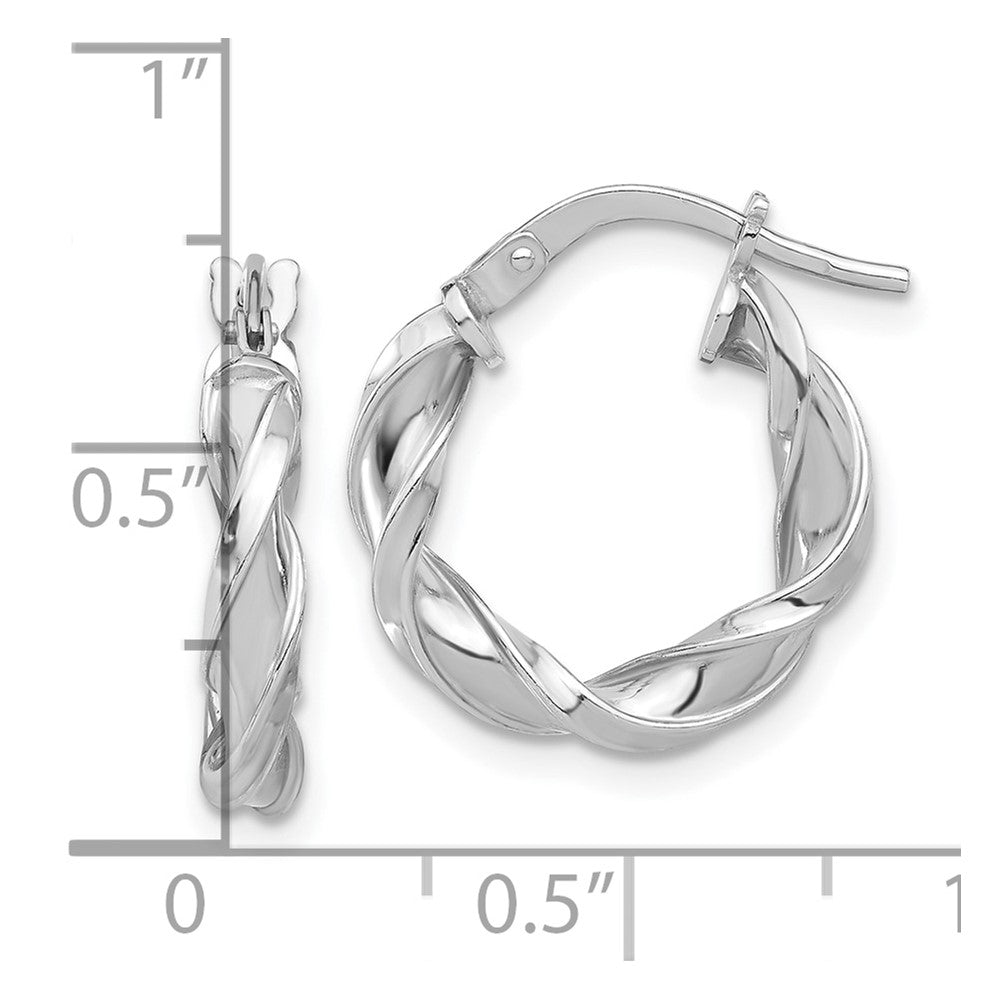 QE16818 Sterling Silver Rhodium-plated Polished Twisted Hoop Earrings