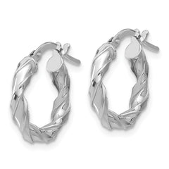 QE16823 Sterling Silver Rhodium-plated Polished Twisted Hoop Earrings
