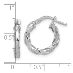 QE16823 Sterling Silver Rhodium-plated Polished Twisted Hoop Earrings