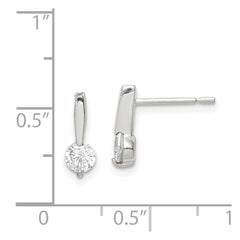QE1683 Sterling Silver Polished CZ Drop Post Earrings