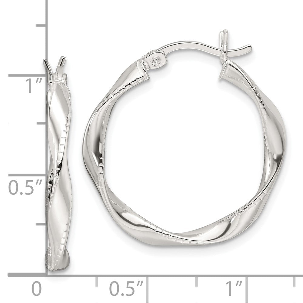 QE16831 Sterling Silver Polished Twisted Hoop Earrings