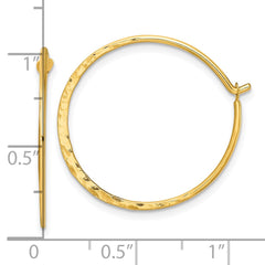 QE16847GP Sterling Silver Gold-tone Polished and Hammered Hoop Earrings