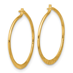 QE16848GP Sterling Silver Gold-tone Polished and Hammered Hoop Earrings