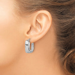 QE16913 Sterling Silver Rhodium-plated Polished Square Hoop Earrings