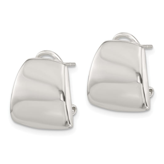 QE16934 Sterling Silver Polished Omega Back Earrings