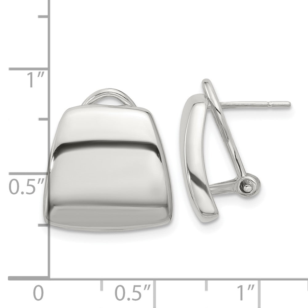 QE16934 Sterling Silver Polished Omega Back Earrings