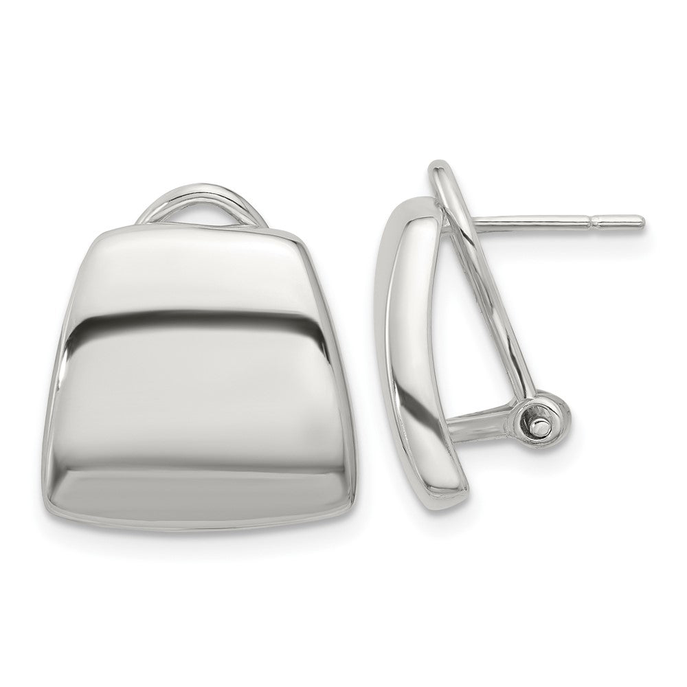 QE16934 Sterling Silver Polished Omega Back Earrings