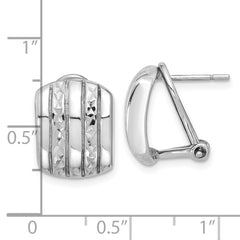 QE16941 Sterling Silver Rhod-plated Polished and Textured Omega Back Earrings