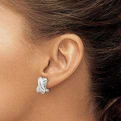 QE16943 Sterling Silver Polished X Design Omega Back Earrings