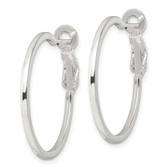 QE16945 Sterling Silver Polished 1.75mm Omega Back Round Hoop Earrings