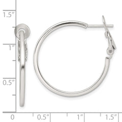 QE16945 Sterling Silver Polished 1.75mm Omega Back Round Hoop Earrings