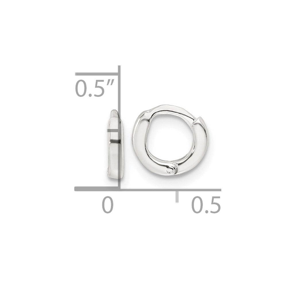 QE16960 Sterling Silver Polished 8.2x1.6mm Round Hinged Hoop Earrings