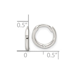 QE16963 Sterling Silver Polished Hinged Hoop Earrings
