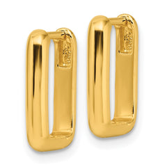 QE16965 Sterling Silver Gold-tone Polished Rectangle Hoop Earrings