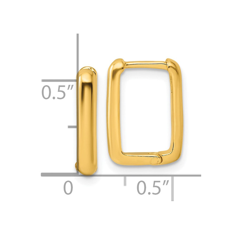 QE16965 Sterling Silver Gold-tone Polished Rectangle Hoop Earrings
