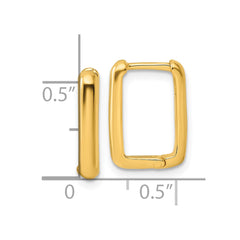 QE16965 Sterling Silver Gold-tone Polished Rectangle Hoop Earrings