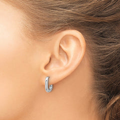QE16965GP Sterling Silver Rhodium-plated Rounded Edge Square Hinged Hoop Earrings