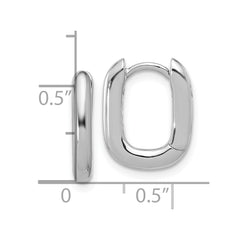QE16965GP Sterling Silver Rhodium-plated Rounded Edge Square Hinged Hoop Earrings