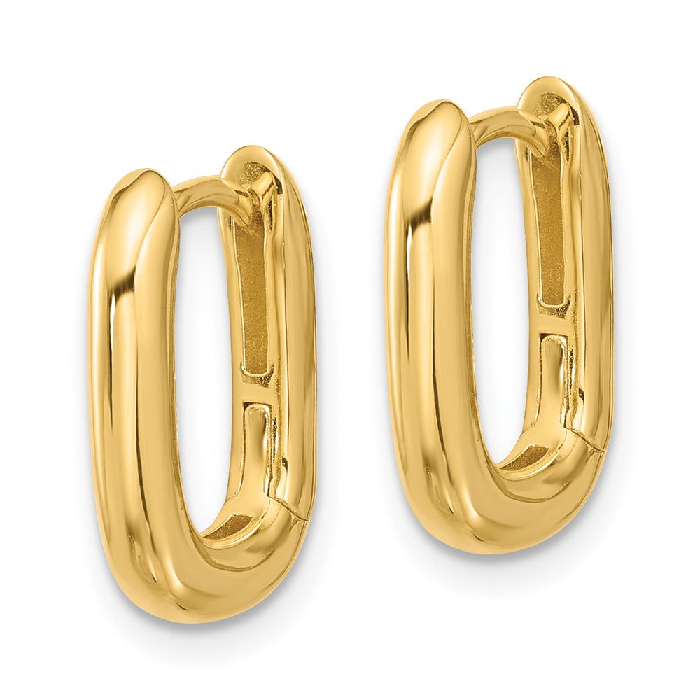 QE16966 Sterling Silver Gold-tone Rounded Edge Square Hinged Hoop Earrings