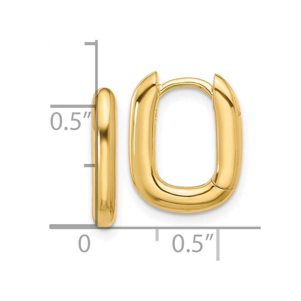 QE16966 Sterling Silver Gold-tone Rounded Edge Square Hinged Hoop Earrings