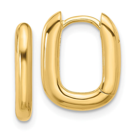 QE16966 Sterling Silver Gold-tone Rounded Edge Square Hinged Hoop Earrings