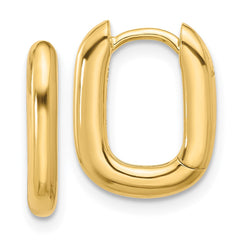 QE16966 Sterling Silver Gold-tone Rounded Edge Square Hinged Hoop Earrings