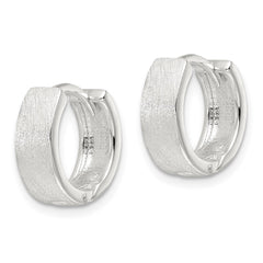 QE16967 Sterling Silver Brushed and Polished 5mm Hinged Hoop Earrings