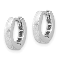 QE16969 Sterling Silver Rhodium-plated Brushed 3x13mm Hinged Hoop Earrings