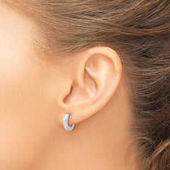 QE16969 Sterling Silver Rhodium-plated Brushed 3x13mm Hinged Hoop Earrings