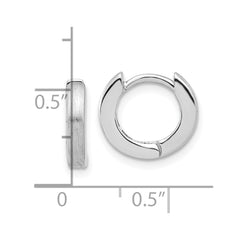 QE16969 Sterling Silver Rhodium-plated Brushed 3x13mm Hinged Hoop Earrings
