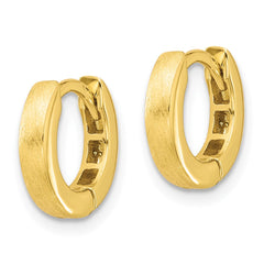 QE16969GP Sterling Silver Gold-tone Brushed 3x13mm Hinged Huggie Hoop Earrings