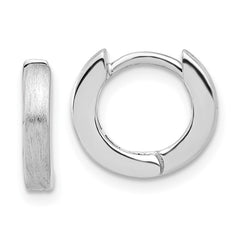 QE16969 Sterling Silver Rhodium-plated Brushed 3x13mm Hinged Hoop Earrings